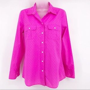 👚 Gap Pink Swiss Dot Fitted Boyfriend Shirt 👚